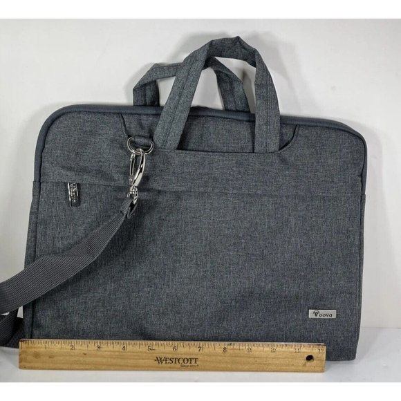 Voova Gray Padded Notebook Sleeve Bag with Strap - Picture 10 of 12